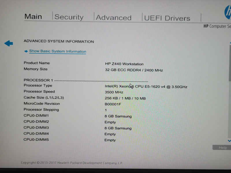 HP Z440 Workstation Xeon E5-1620v4 3.50GHz 32GB DDR4 3TB HDD, 700W PSU _