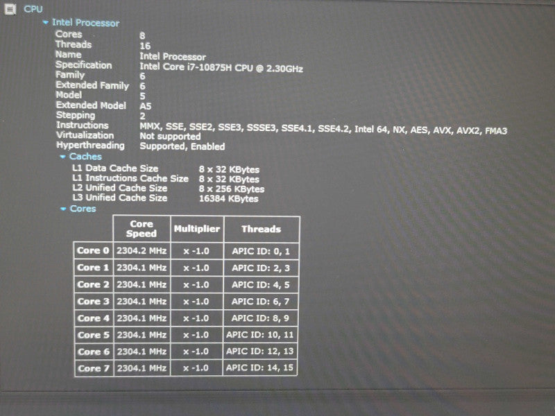 Lenovo ThinkPad T15G i7-10875H 32GB DDR4 RTX 2080 Max Q 256GB SSD  β Lap200