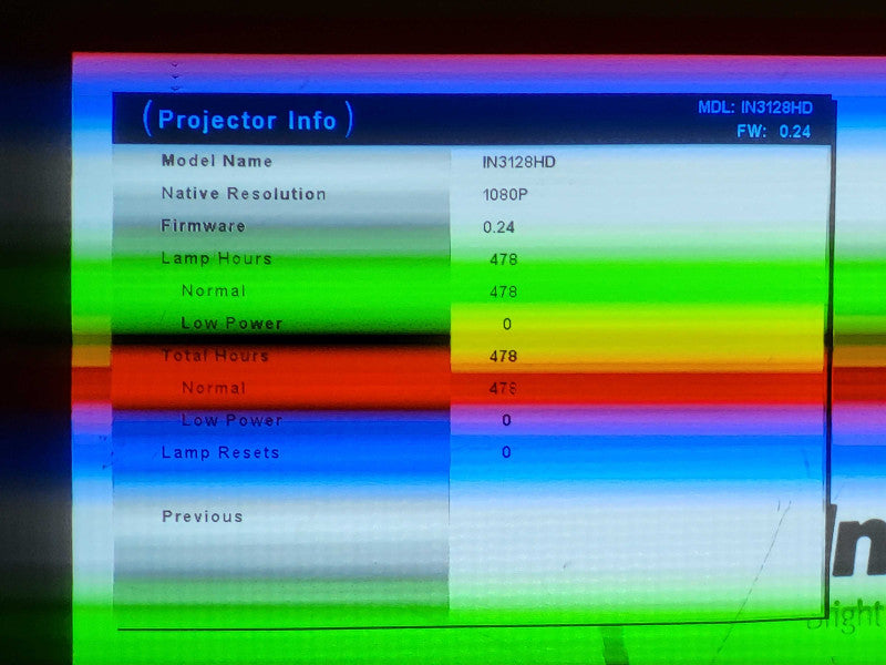 InFocus IN3120 Series IN3128HD DLP Projector Lamp hour: 478h No remote $
