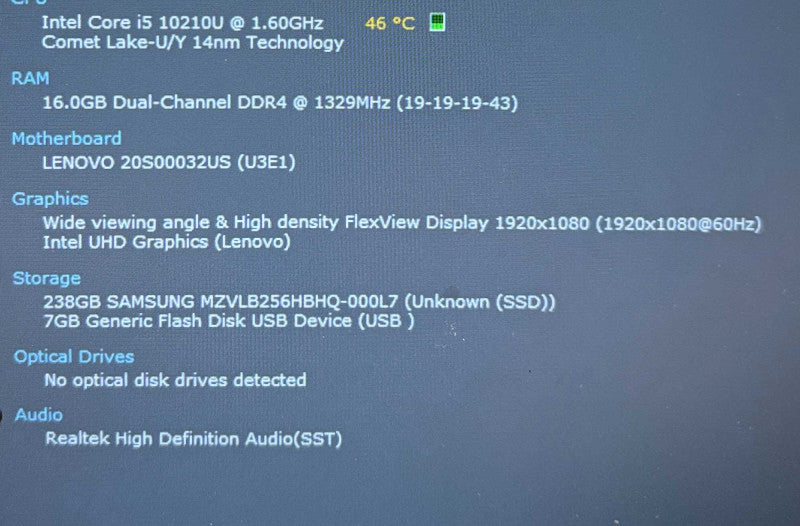 Lenovo ThinkPad T14 Gen 1 Core i5-10210U@1.6GHz 16GB RAM 256GB SSD  Lap200