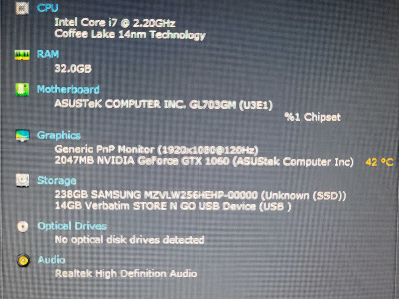 ASUS ROG STRIX SCAR Ed. i7-8750H 32GB DDR4 GTX 1060 256GB SSD READ β Lap200
