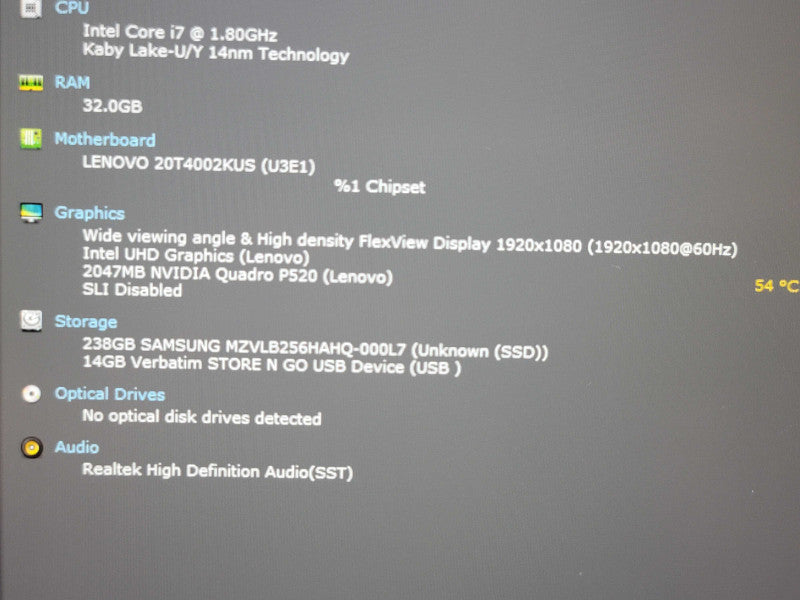 Lenovo ThinkPad P15s i7-10510U 32GB DDR4 Quadro P520 256GB SSD  β Lap200