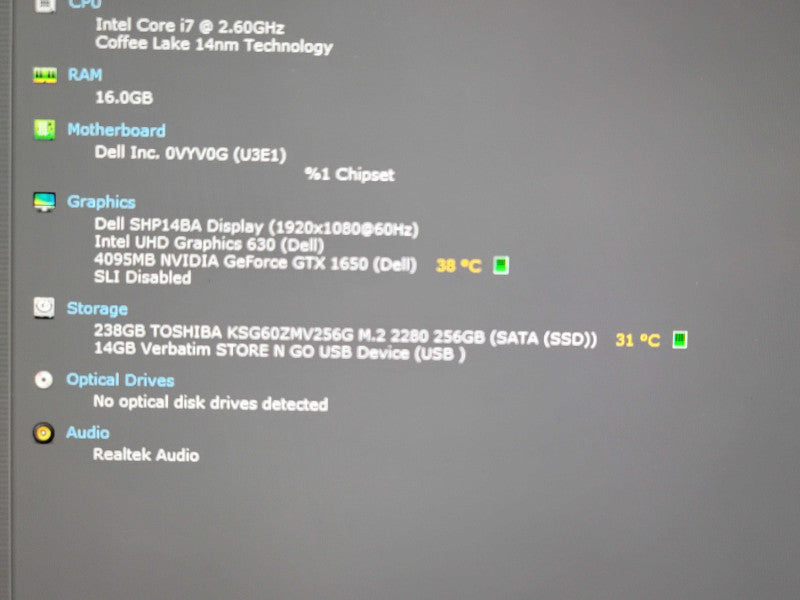 Dell XPS 15 7590 i7-9750H 16GB DDR4 GTX 1650 256GB SSD  β Lap200