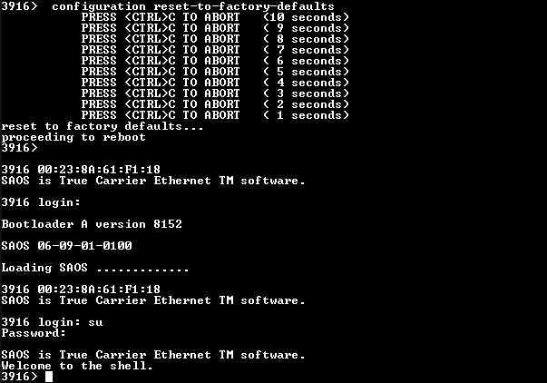 Ciena 3916 170-3916-904 Service Delivery Switch, Factory Reset