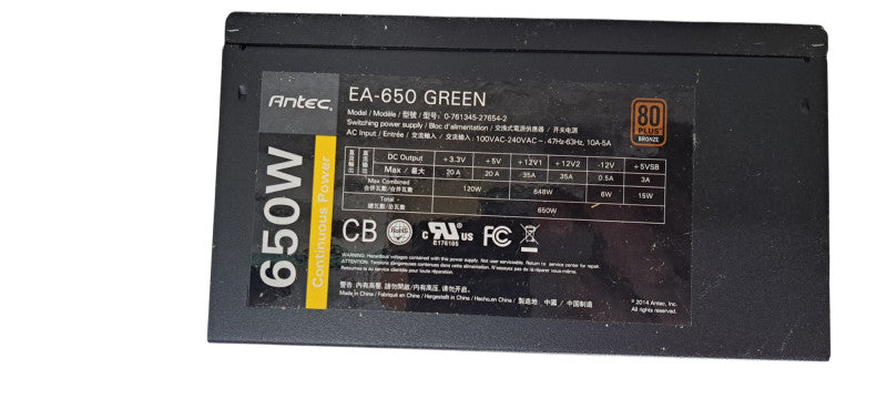 Antec EA-650 Green 650W Continuous Power 80 Plus Bronze ATX PSU