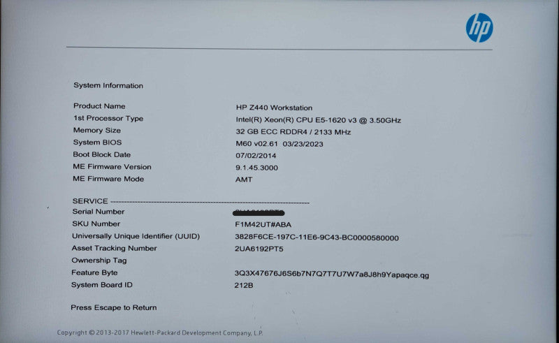 HP Z440 Workstation, Xeon E5-1620 v3 3.50GHz|32GB DDR4|K2000|1TB HDD