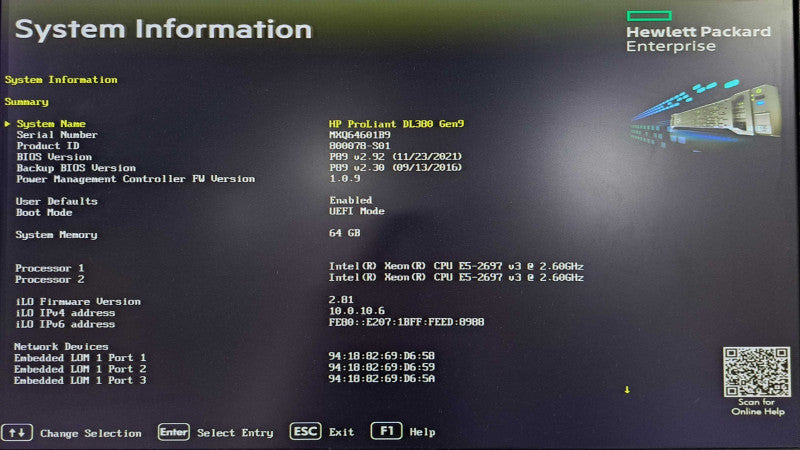 HP DL380 Gen9 2U 8x 2.5" | 2x Xeon E5-2697 v3 @2.60GHz, 64GB DDR4, P440ar