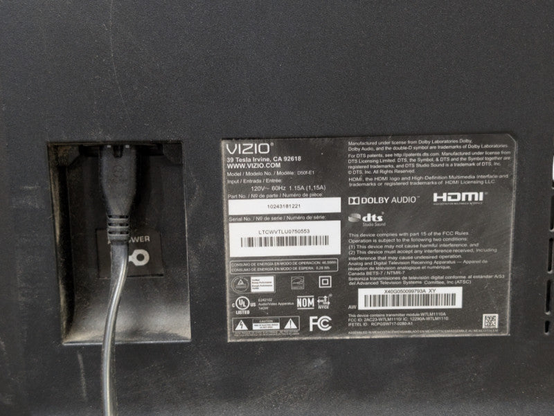 VIZIO D50f-E1 50" HDMI HD TV 1080p Full Array LED\t -