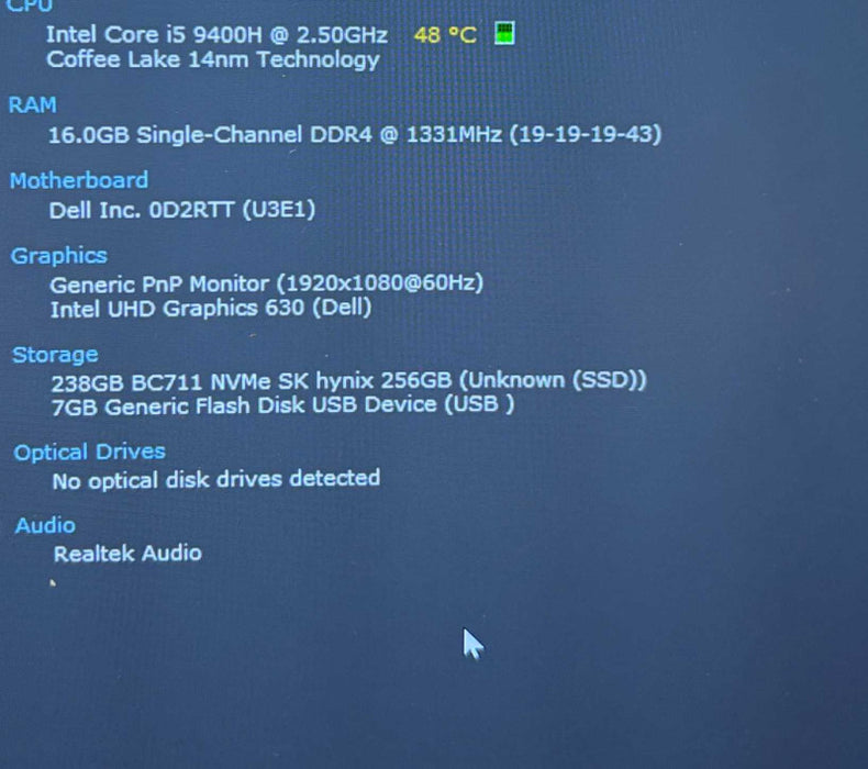 Dell Latitude 5401 Core i5-9400H@2.5GHz 16GB RAM 256GB SSD  Lap200