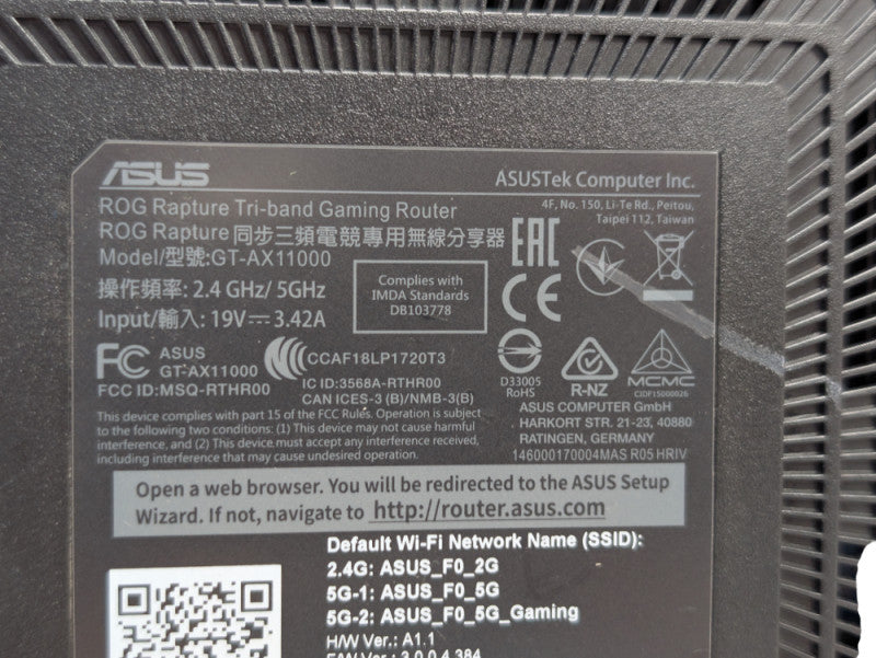 ASUS ROG Rupture Tri-band Gaming Router GT-AX1100 Wi-Fi 6 11,000Mbps  -