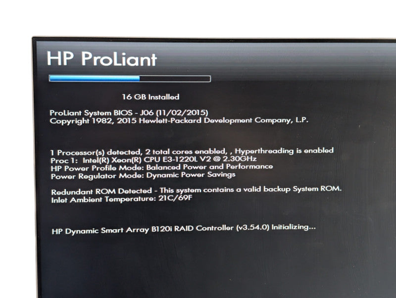 HP ProLiant Micro Server Gen8 Intel Xeon E3-1220L v2 16GB RAM B120i RAID  -