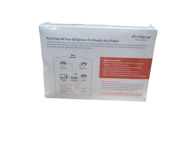 Lantronix xPrintServer Home Edition (XPS1002HM-01-S) iOS Printing SEALED