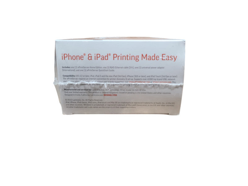 Lantronix xPrintServer Home Edition (XPS1002HM-01-S) iOS Printing SEALED