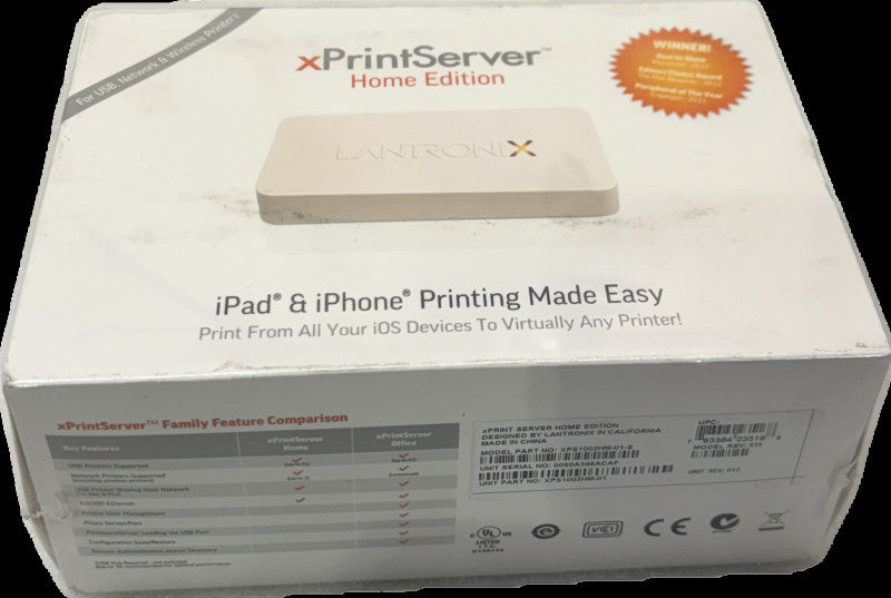 Lantronix xPrintServer Home Edition for iOS Printing XPS1002HM-01 - Sealed
