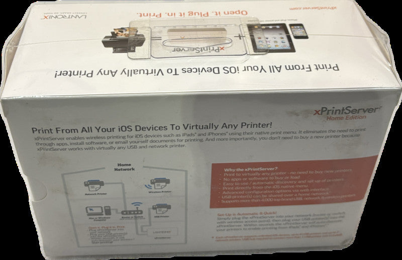 Lantronix xPrintServer Home Edition for iOS Printing XPS1002HM-01 - Sealed