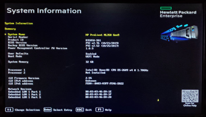HP ProLiant ML350 Gen9 1x Xeon E5-2609 v4 32GB DDR4 P440ar - No HDD