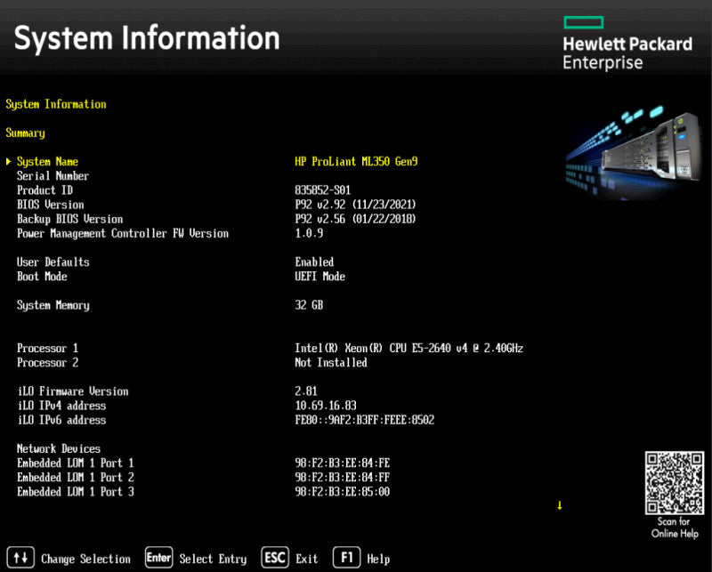 HP ProLiant ML350 Gen9 4U 8x2.5\\", Xeon E5-2620v3, 32GB RAM, P440ar, 2x PSU