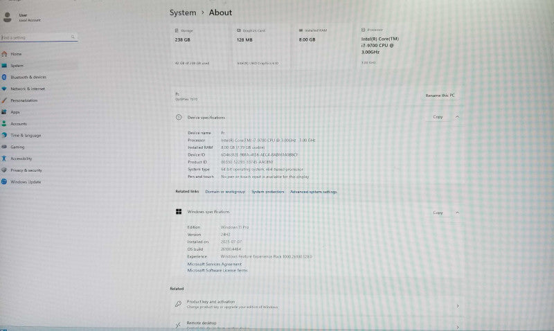 Dell OptiPlex 7070 SFF, Intel i7-9700 CPU 3.00GHz 8GB RAM - 256GB NVMe