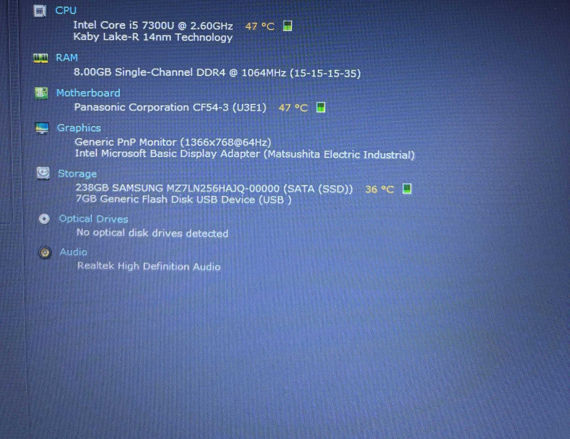 Panasonic ToughBook CF-54 i5-7300U 8GB RAM 256GB SSD 33130Hrs READ!