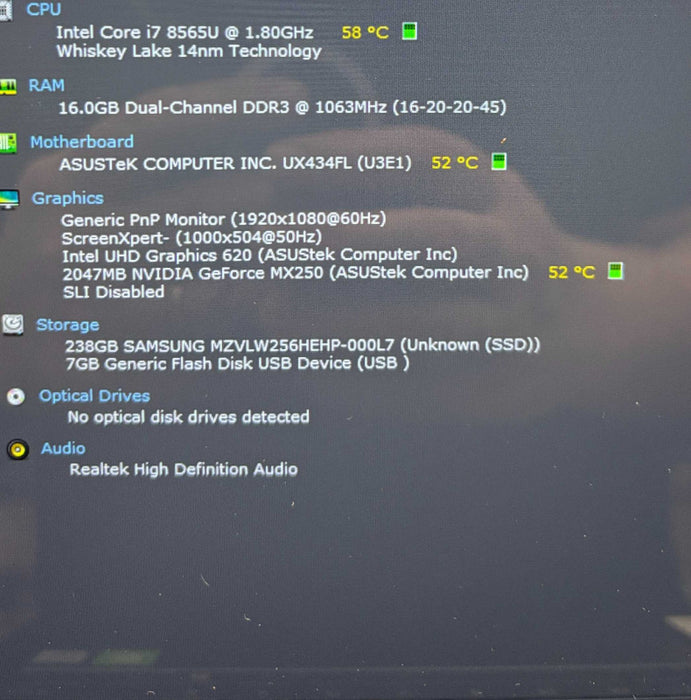 Asus ZenBook UXX433FA Touch Pad LCD i7-8565U MX520 GPU 16GB RAM 256SSD READ  Lap200