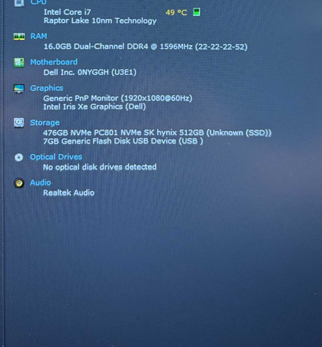 Dell Latitude 3540 Core i7-1355U@1.7GHz 16GB RAM 512GB SSD Q Lap200