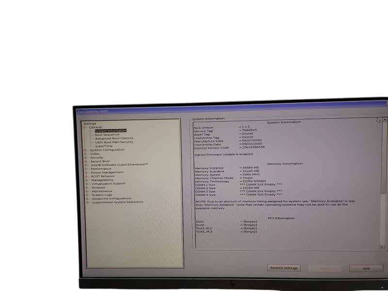 Dell OptiPlex 7070 SFF i7 - 9700 @ 3.00GHz 16GB DDR4 Ram θ