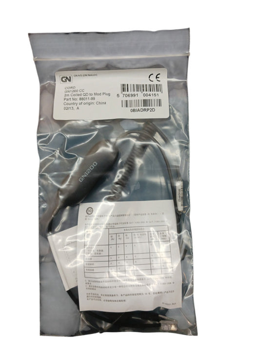 Jabra GN1200 CC 2m Coiled QD to Mod Plug Headset Smart Cable 88011-99 Q
