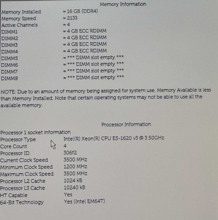 Dell Precision T5810 - Xeon E5-1620 v3 @ 3.5GHz, 16GB DDR4, Quadro K620