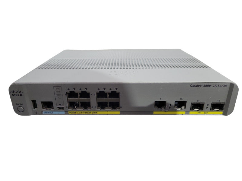 Cisco WS-C3560CX-8PC-S V01, 8-Port Gigabit PoE+ 240W Silent Switch, 2x SFP !