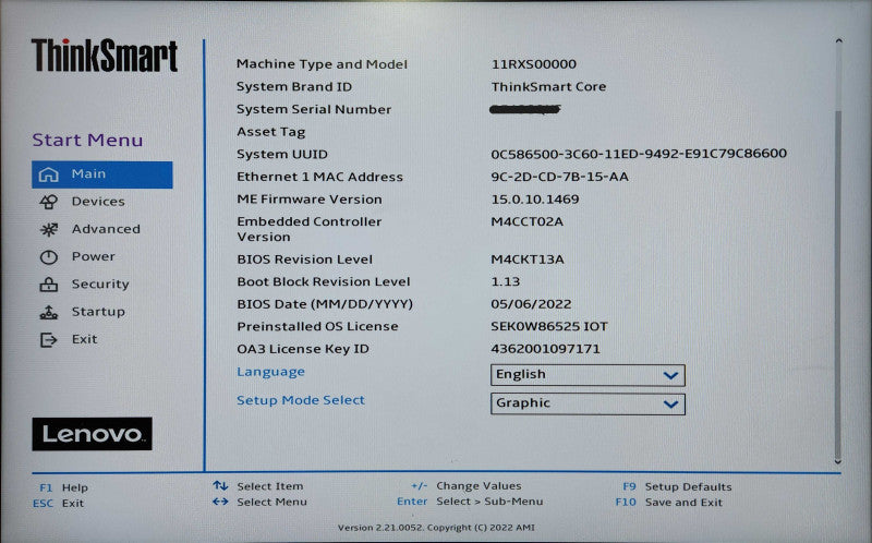 Lenovo ThinkSmart Core, i5-1145G7E 2.60GHz, 8GB DDR4, 256GB NVMe, 90W PWR