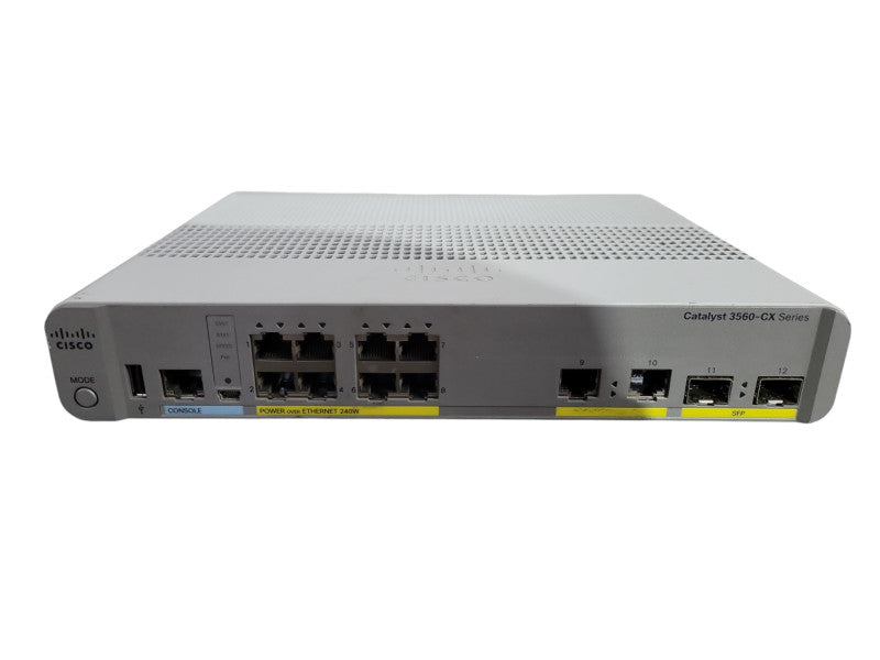 Cisco WS-C3560CX-8PC-S V01, 8-Port Gigabit PoE+ 240W Silent Switch, 2x SFP !