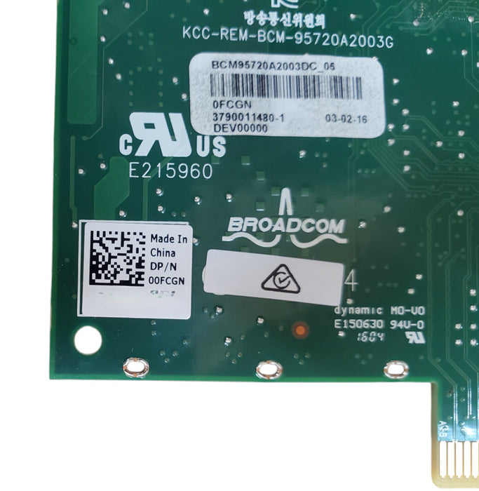 Dell Broadcom 00FCGN Dual Port 1Gbps Ethernet Card