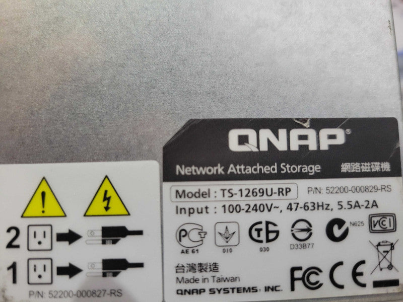 QNAP TS-1269U-RP 12 BAY NAS with 8x 2TB Hard drives, 1x PSU  _