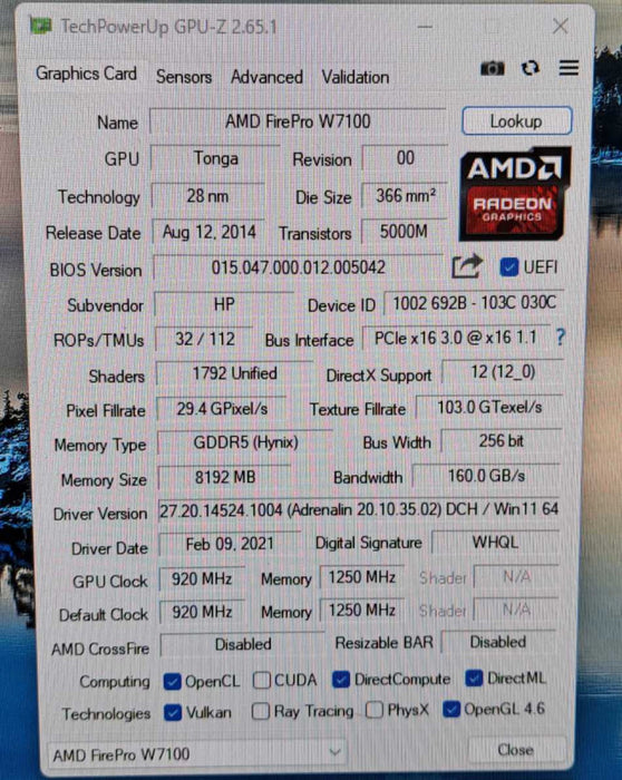 AMD FirePro W7100 8GB GDDR5 Workstation Graphics Card | 4x DisplayPort
