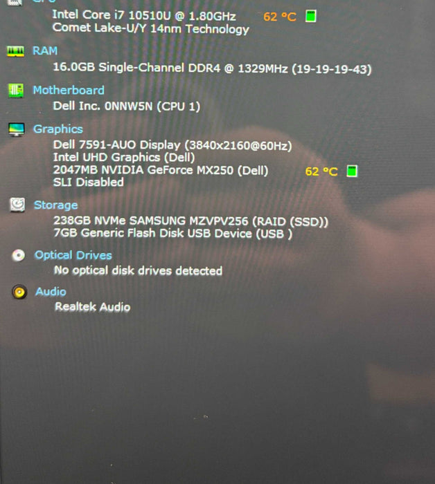 Dell Inspiron 7591 2in1 4K TOUCH i7-10510U MX250 GPU 16GB RAM 256 SSD READ  Lap200