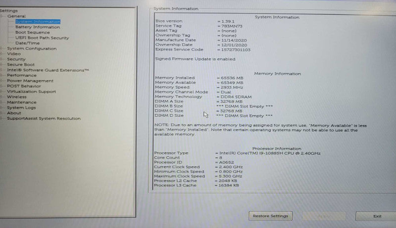 Dell Precision 7750 I9-10885H 64GB DDR4 2x 500GB nVME Quadro RTX 4000, SEE _ Lap200