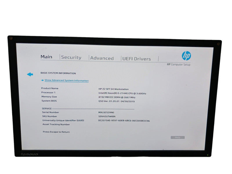 HP Z2 SFF G4 Workstation Intel Xeon E-2144G Quadro P620 No RAM No HDD  Q