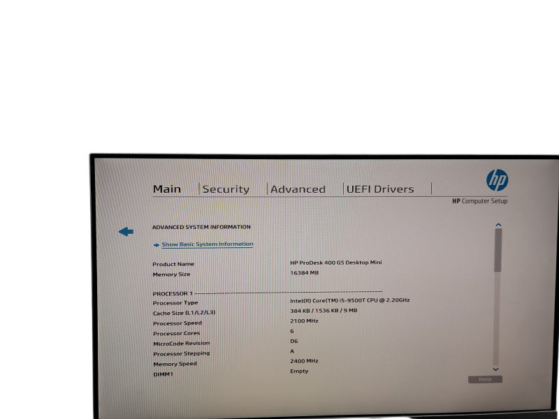HP ProDesk 400 G5 Mini i5 - 9500T @ 2.20GHz 16GB DDR4 Ram θ