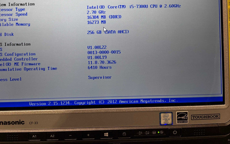 Panasonic ToughBook CF-33 TOUCH i5-7300U 16GB RAM 256GB SSD 6410Hrs.