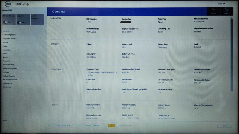 Dell Latitude 5520 i5-1145G7 2.6GHz, 16GB DDR4, 256GB NVMe, PWR  Lap200