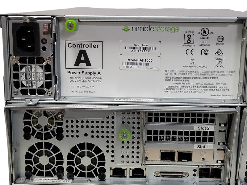 Nimble Storage AF1000-2P-11T-1 48x 2.5" Bays w/ 33x 250GB SSDs, 2x PSU, REA _