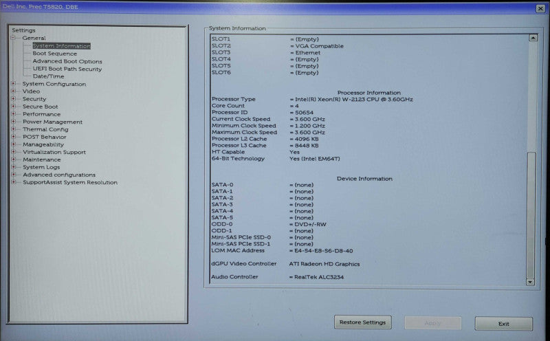 Dell T5820, Xeon W-2123 3.6GHz, 16GB DDR4, AMD W5100 GPU, 950W PSU