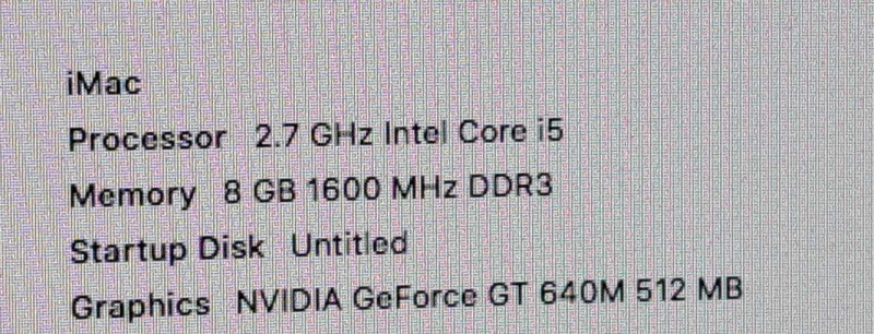 Apple Mac A1418 i5-3330S CPU|8GB DDR3|GT 640 GPU|1TB HDD