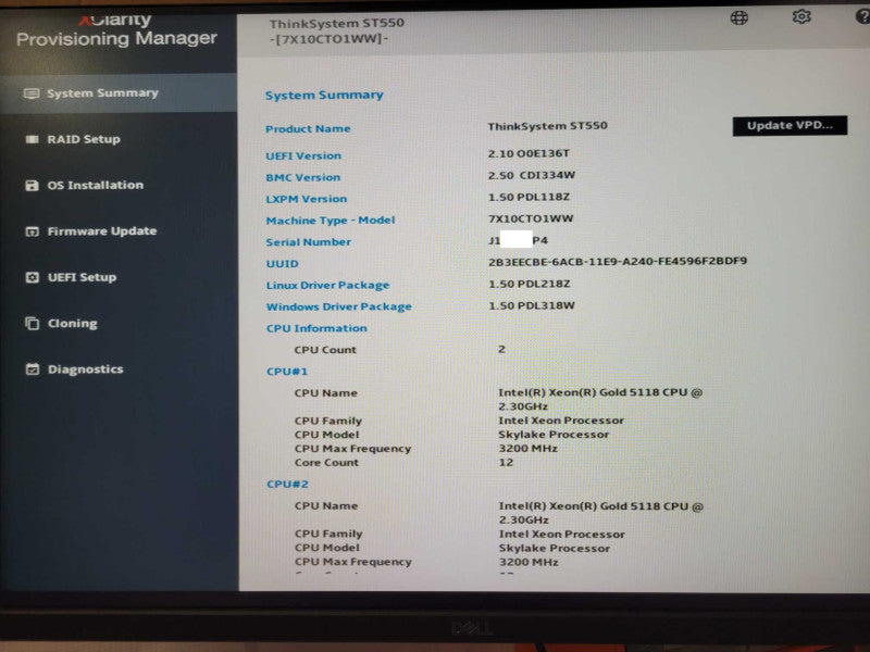 Lenovo ThinkSystem ST550, 2x Xeon Gold 5118 64GB DDR4 2x RAID 930-8i 2x PSU _