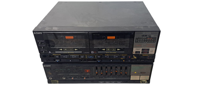 Sony TA-70V Integrated Amp & TC-V70WR Dual Cassette Deck Stereo READ