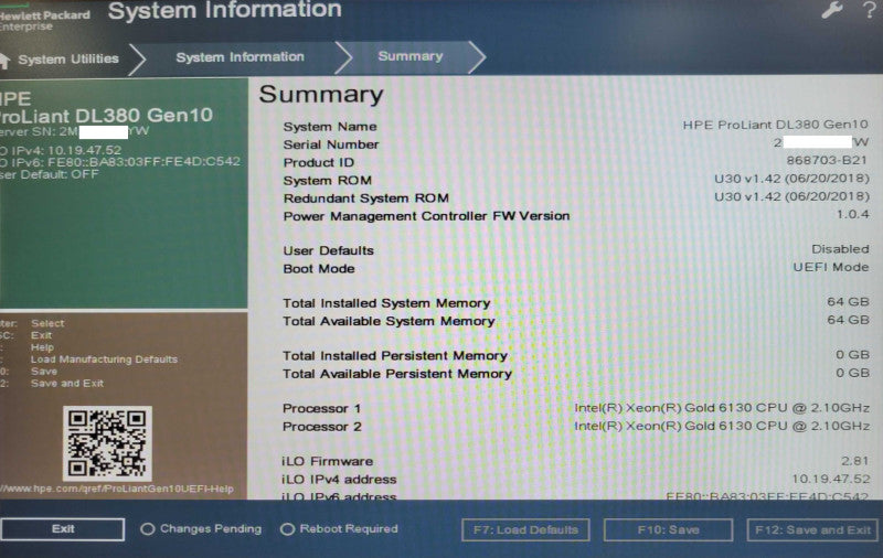 HP ProLiant DL380 Gen10 2U, 2x Xeon Gold 6130 64GB DDR4 P408i-a SR Gen10 _