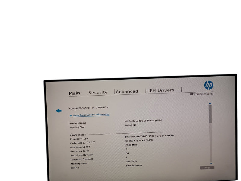 HP ProDesk 400 G5 Mini i5 - 9500T @ 2.20GHz 16GB DDR4 Ram θ