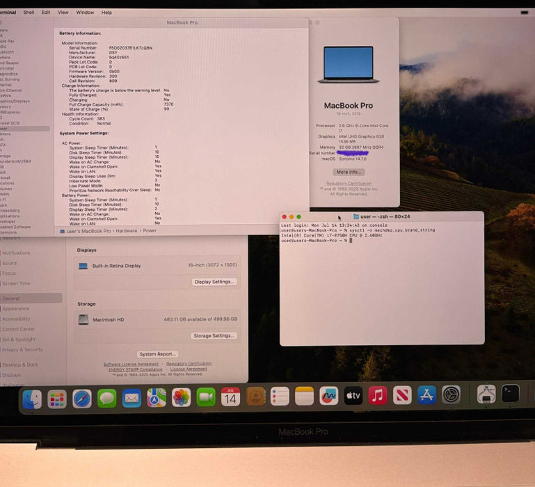 Apple MacBook Pro 16" 2019  i7-9750H Radeon Pro 5300M 32GB RAM 512SSD READ
