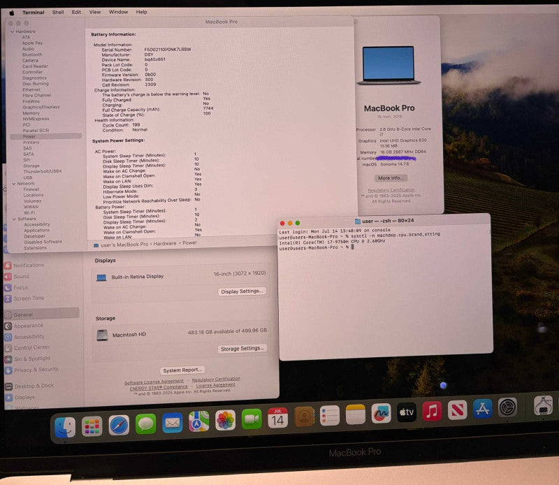 Apple MacBook Pro 16" 2019  i7-9750H Radeon Pro 5300M 16GB RAM 512SSD READ!