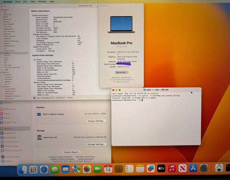 Apple MacBook Pro 16" 2019  i7-9750H Radeon Pro 5300M 16GB RAM 512SSD READ